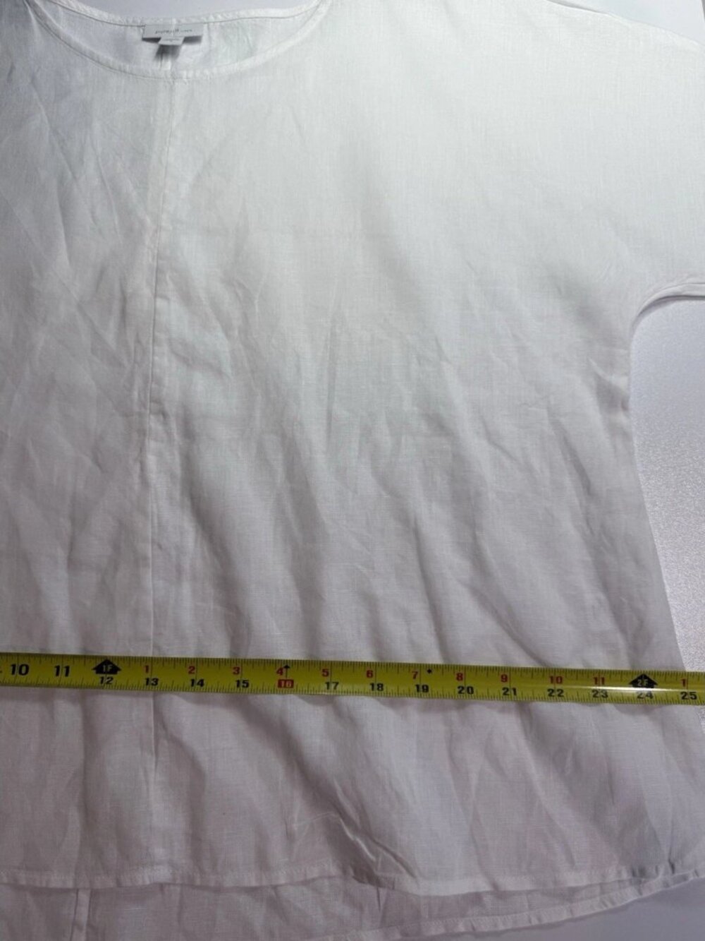 Pure Jill Top Women Sz M White Linen Boxy Coastal Beach Lagenlook Sustainable - Picture 4 of 9